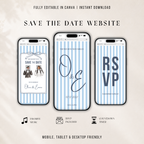 These Kids Save the Date Website in Dusty Blue Old Money Wedding Style