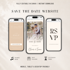 Pearl & Champagne Digital Wedding Invitation | Save the Date Website Template